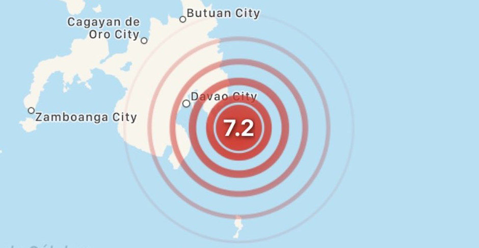 Emiten alerta de tsunami en Filipinas por sismo de 7.2