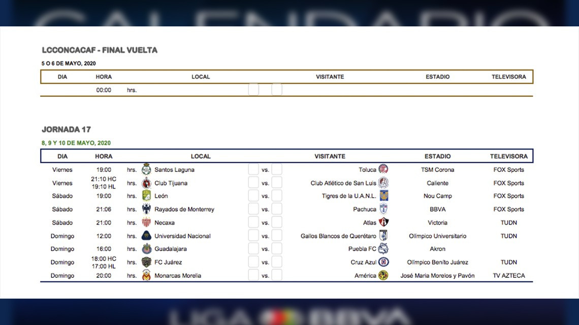 Conoce el calendario completo para el Torneo Clausura 2020 de Liga Mx