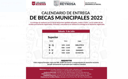 Becas municipales sábado 9 de julio, educación Superior