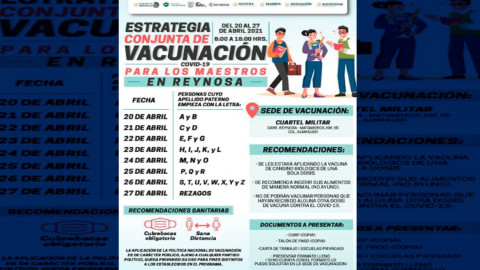 Vacunan a Maestros en Reynosa 