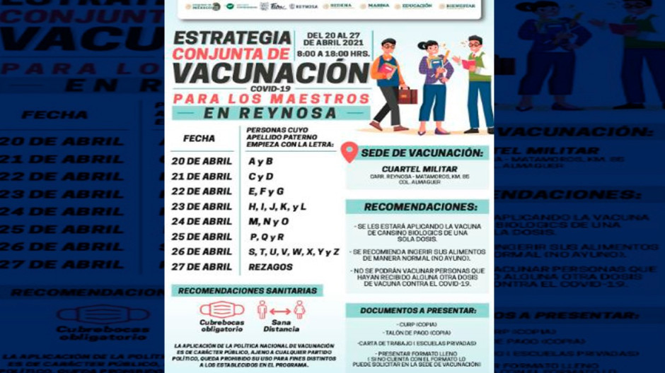 Vacunan a Maestros en Reynosa 