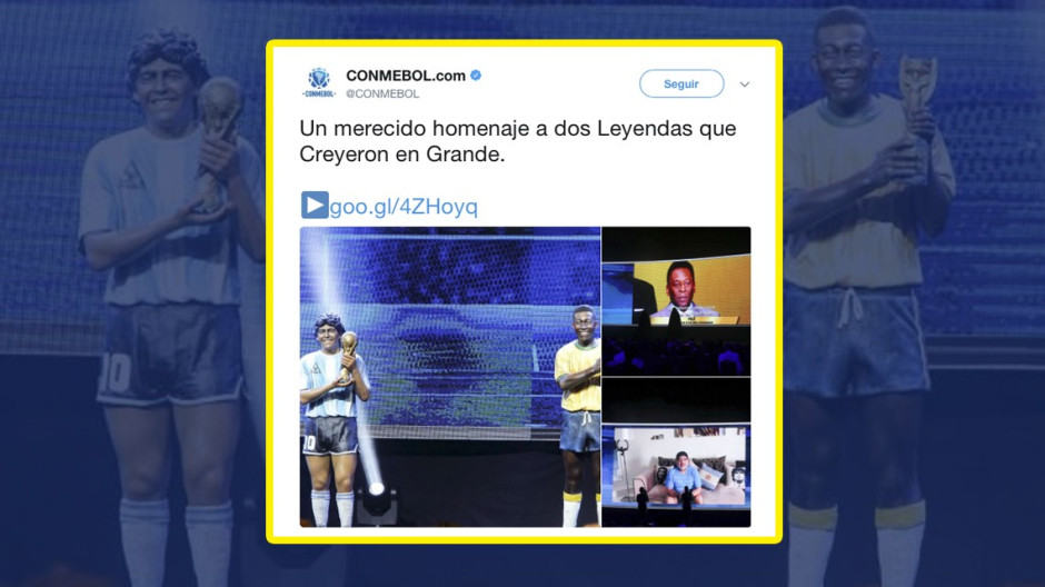 Devela Conmebol estatuas en honor a Maradona y Pelé