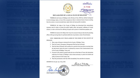 Condados de Valle del Río Grande declaran estado de desastre por huracán “Hanna”