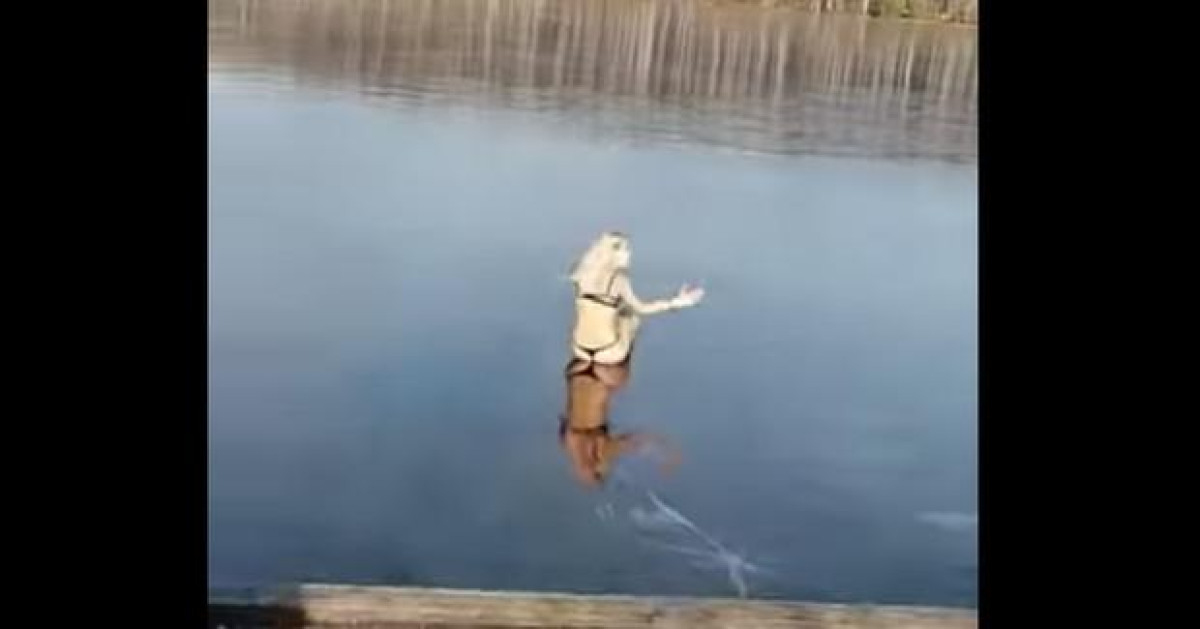 Y si decides lanzarte a un lago congelado, esto es lo que puede pasar