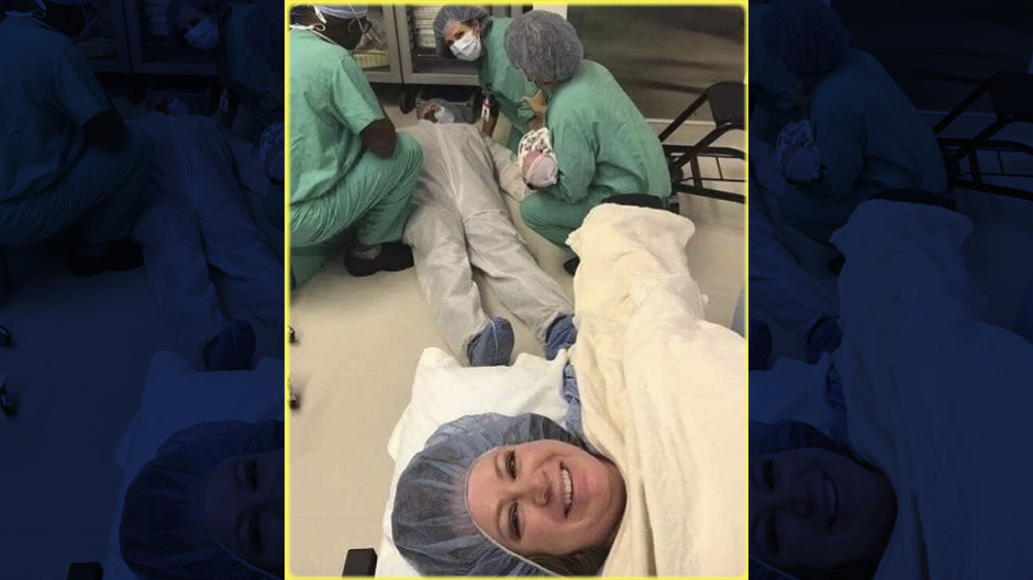 Después de dar a luz, mujer se toma ‘selfie’ con su marido desmayado