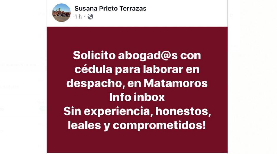 Inicia Susana Prieto reclutamiento de abogados honestos