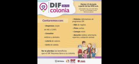 Programa DIF en Tu Colonia llegará a Fraccionamiento Pirámides