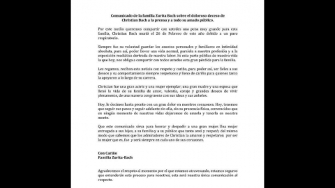 Christian Bach muere por paro respiratorio a los 59 años