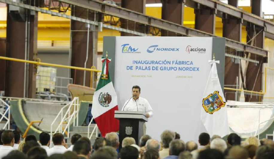 Gobierno de Tamaulipas inaugura planta de producción de palas eólicas