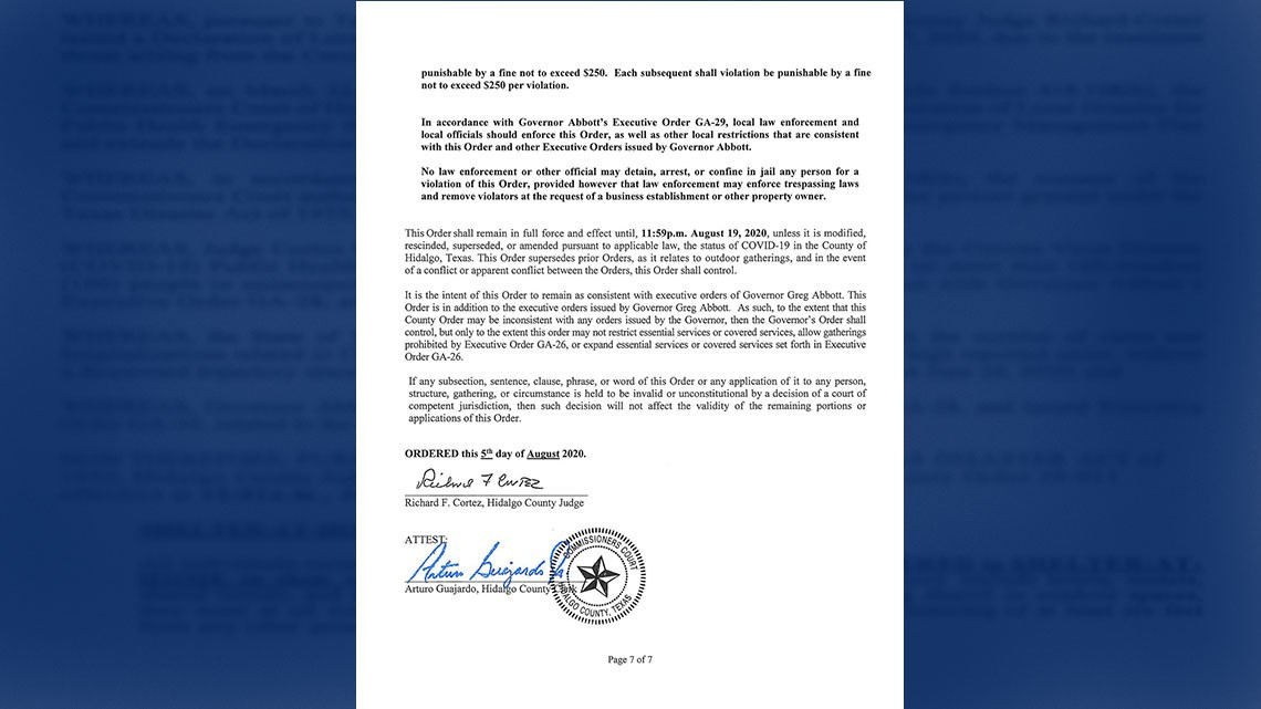 Extienden toque de queda en Condado Hidalgo hasta agosto 19 