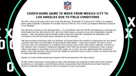 OFICIAL: NFL cancela Monday Night Football en México; juego se mueve a L.A.