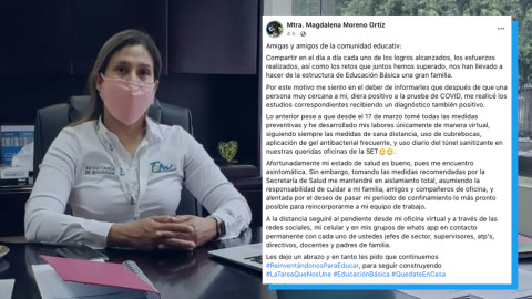 Subsecretaria de Educación de Tamaulipas da positivo a Covid-19