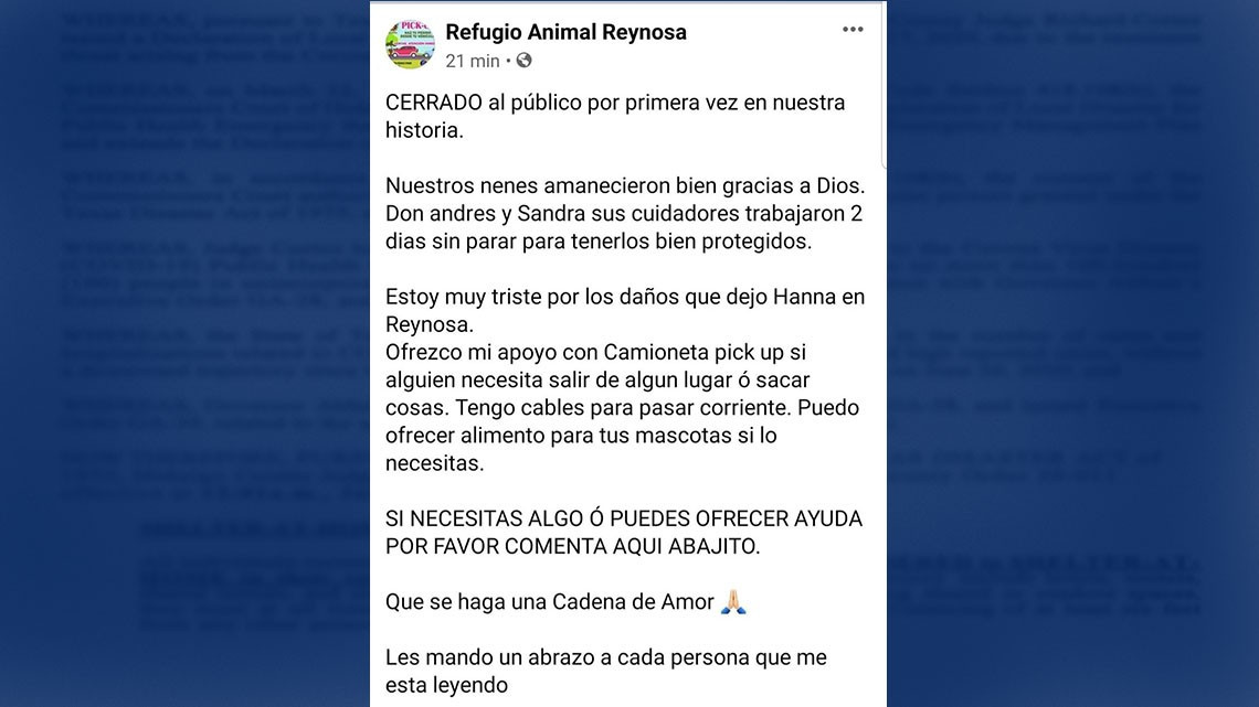 Reynosenses se unen para ayudar a damnificados por 'Hanna'