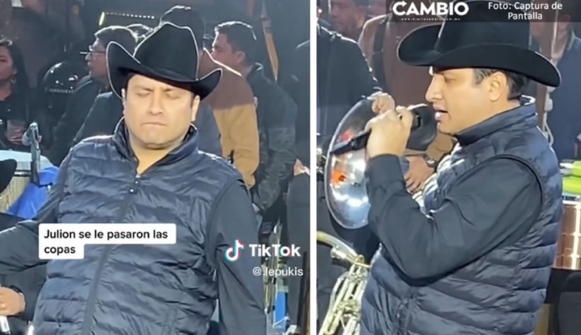 Captan a Julión Álvarez pasado de copas en pleno concierto