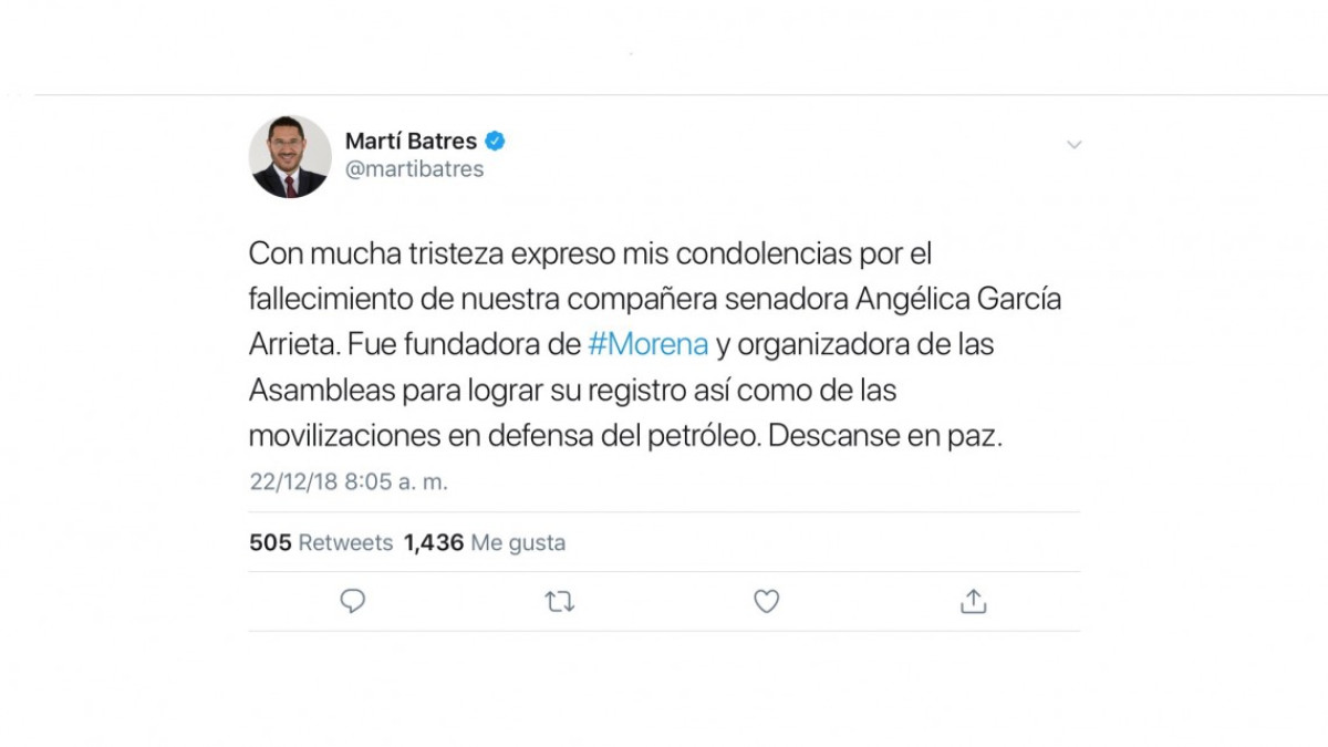 Fallece la senadora Angélica García Arrieta, fundadora de Morena