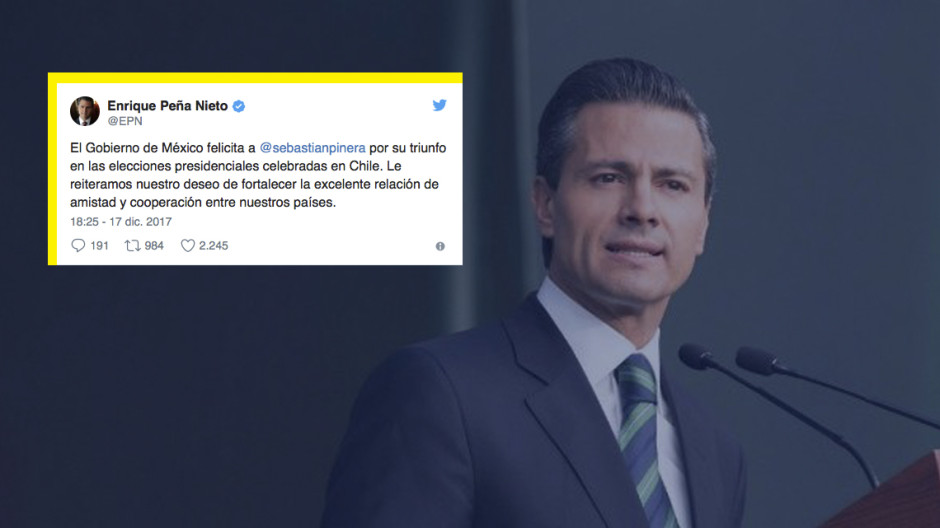 EPN felicita a Piñera por su triunfo electoral en Chile