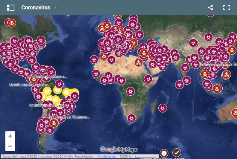 Google Maps presenta mapa interactivo para ver caso confirmados de coronavirus