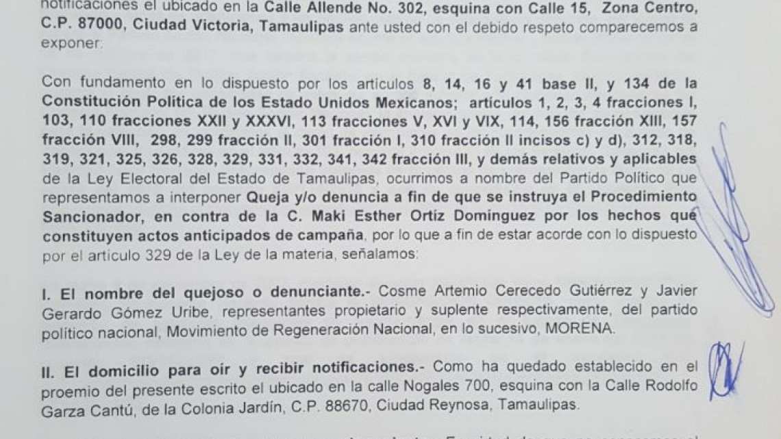 Morena denuncia actos anticipados de Maki Ortiz