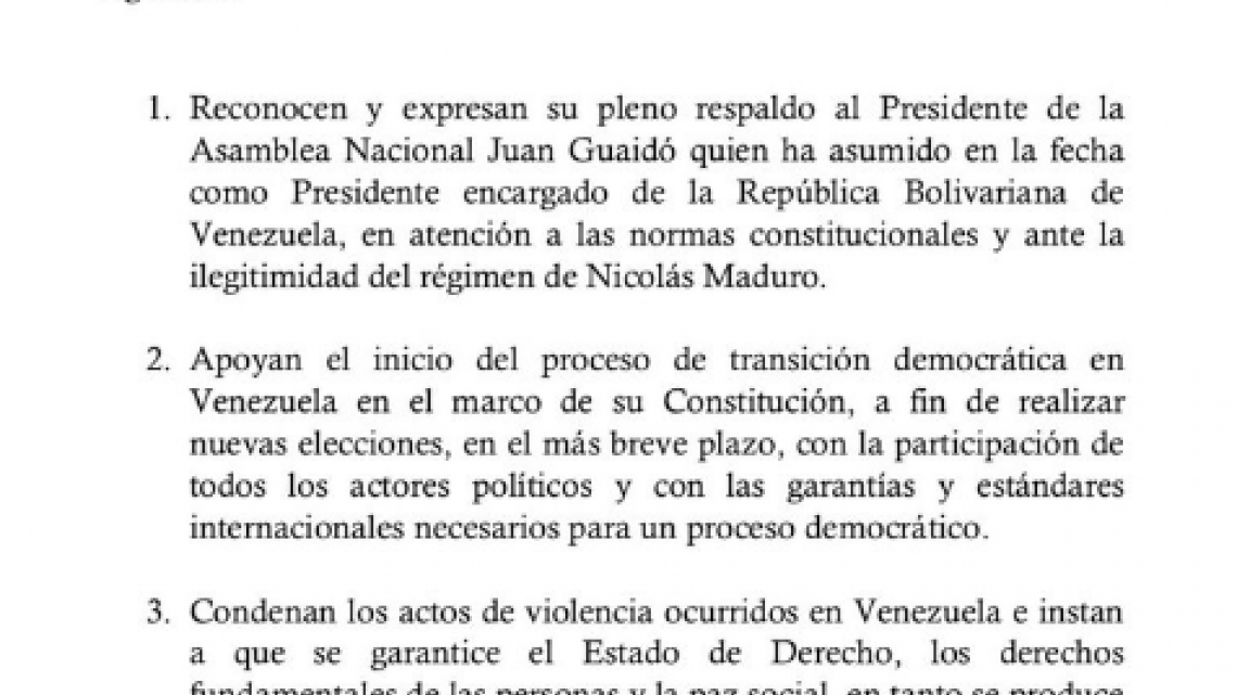EU y otros once países reconocen a Guaidó como Presidente Interino