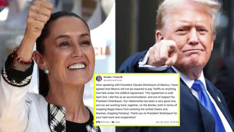 Pausa de aranceles a México hasta el 2 de abril: Trump tras llamada con Sheinbaum 