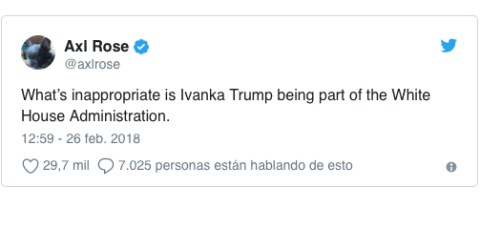 Axel Rose arremete contra Ivanka Trump