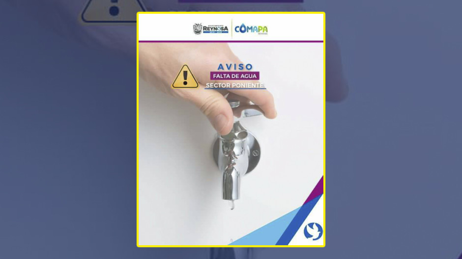 Reparación provoca baja presión de agua en Sector Poniente