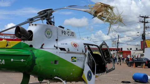 Helicóptero sufre aparatoso accidente