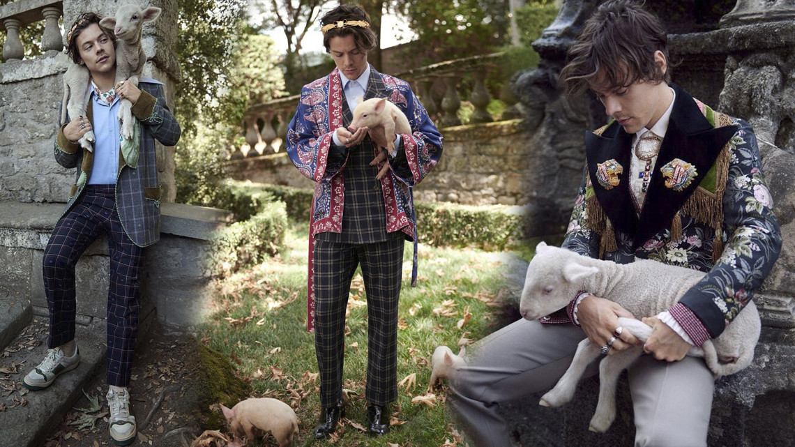 Harry Styles posa con animalitos para Gucci