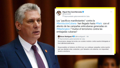 Díaz-Canel culpa a EU del ataque contra su embajada en París