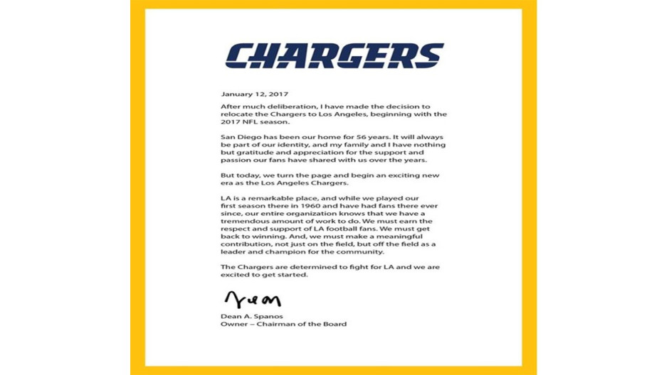 Chargers se mudan a Los Ángeles, dejando la ciudad de San Diego