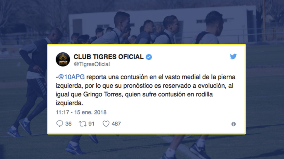 Gignac no entrena al parejo con Tigres