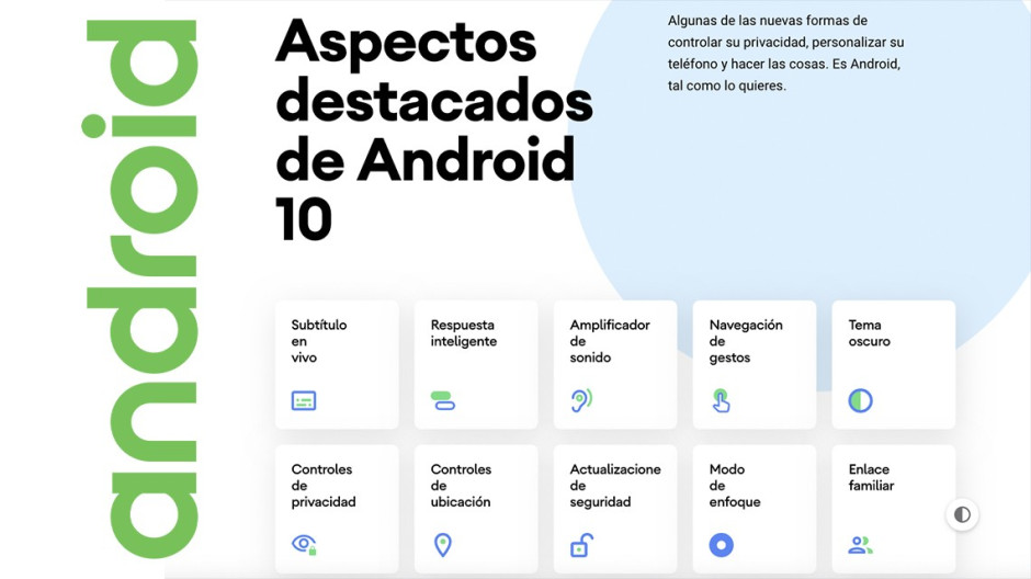 Android 10 estrena página web