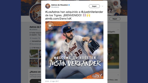 Los Astros adquieren a Justin Verlander
