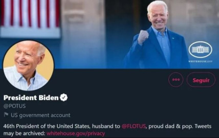 Joe Biden recibe la cuenta oficial presidencial de TW