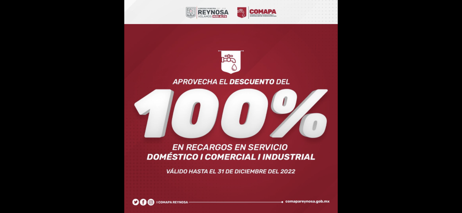 Permanece vigente descuento del 100 % en recargos