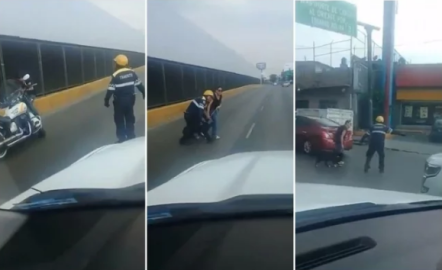 Oficial rescata a perro en circuito interior en CdMx