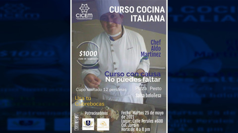 Invitan a curso de cocina italiana a beneficio de víctimas de violencia