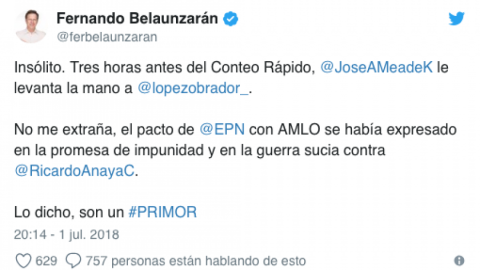 Reconoce Meade ventaja de AMLO 