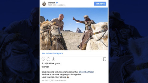 "La Roca" envía mensaje a Kevin Hart tras sufrir grave accidente en auto