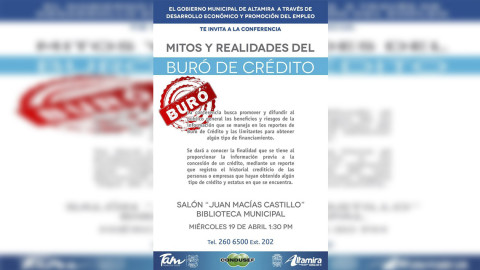 Invitan a conferencia de mitos y realidades del buró de crédito 