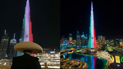 Así luce el Burj Khalifa en EAU  por el aniversario del inicio de la independencia de México 
