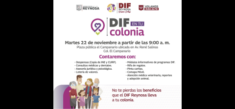 DIF en Tu Colonia atenderá a familias de El Campanario
