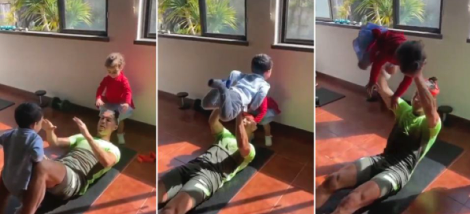 El divertido entrenamiento de Cristiano Ronaldo junto a sus gemelos