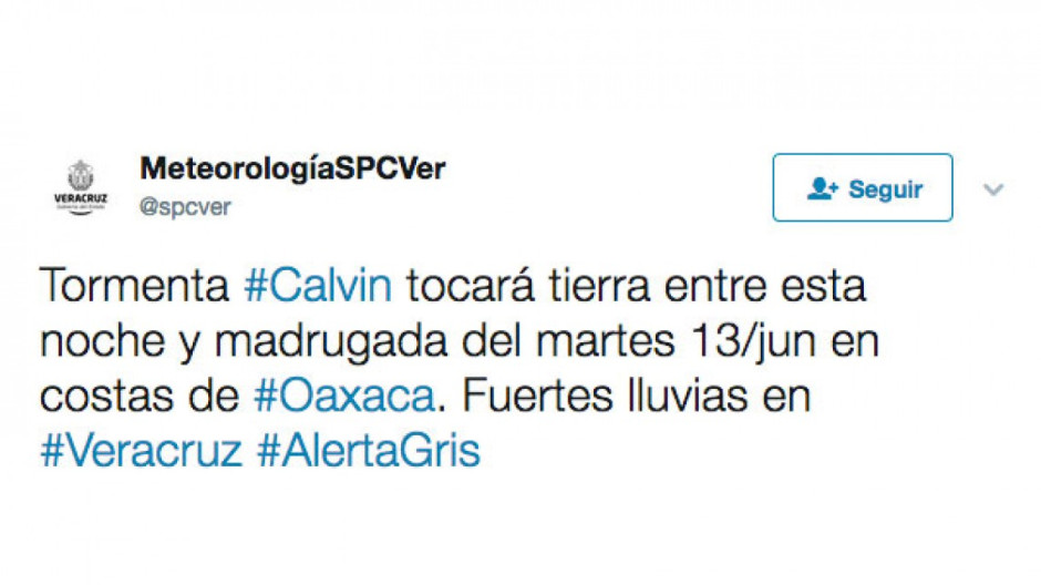 Se forma tormenta tropical 'Calvin', se prevé entre por Oaxaca