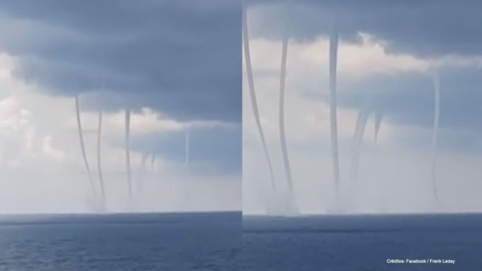¡Increíble! Captan 6 trombas marinas al mismo tiempo en Golfo de México