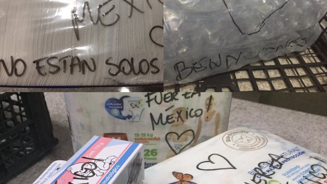 Envían víveres con lindos mensajes de aliento