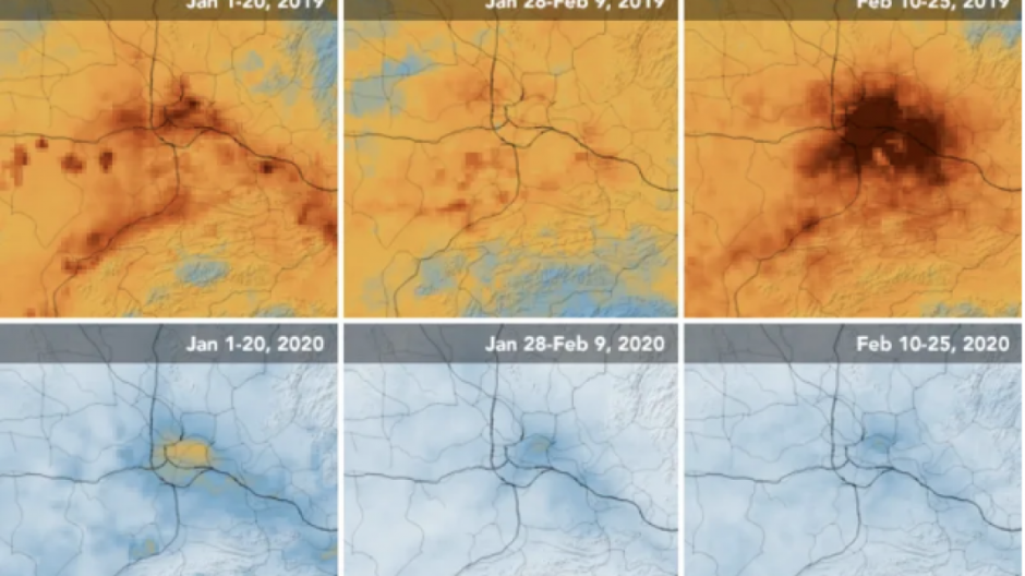 Así se ve la disminución de contaminación del aire en China desde el espacio