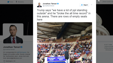 Trump no llena estadio en evento por sus 100 días de gobierno