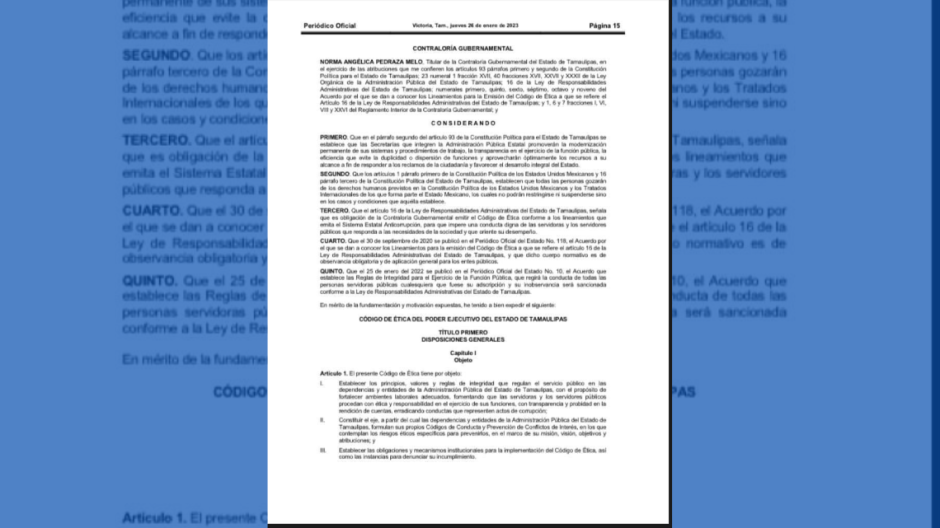 Establece Código de Ética del Gobierno de Tamaulipas la igualdad y el pleno desarrollo de las mujeres libres de violencia 