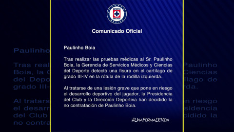 ¡Se cae la negociación! Cruz Azul cancela contratación de Paulinho Bóia